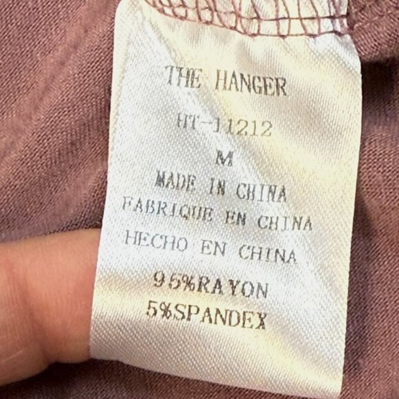 The Hanger Top Womens Sz M Mauve Short-Sleeve V-Neck Lace-Up Tassel Tie Tee Boho - Picture 8 of 9